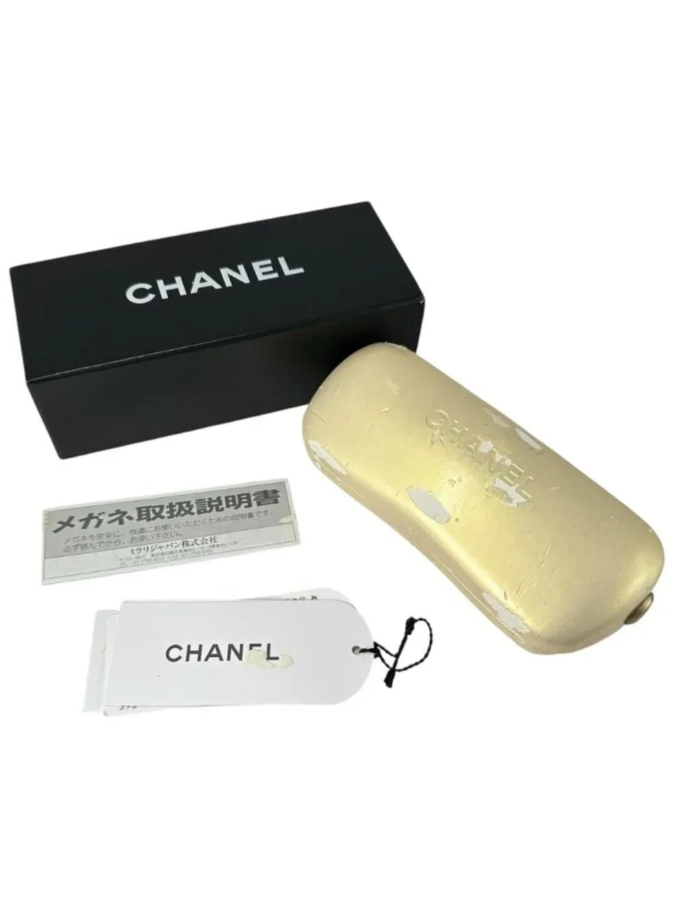 Chanel Sunglasses CC Logo Vintage Square Half Rimless Metal Acetate Clear Brown